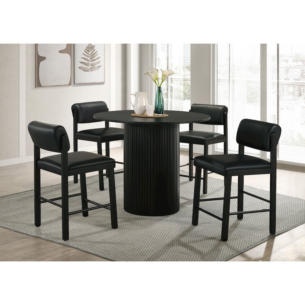 Hamlyn 5-piece Round Wood Counter Height Dining Set Black
