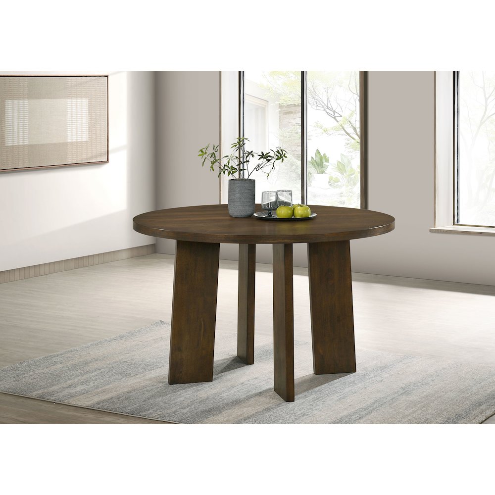 Strouse 47-inch Round Wood Dining Room Table Walnut