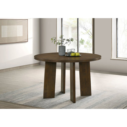 Strouse 47-inch Round Wood Dining Room Table Walnut