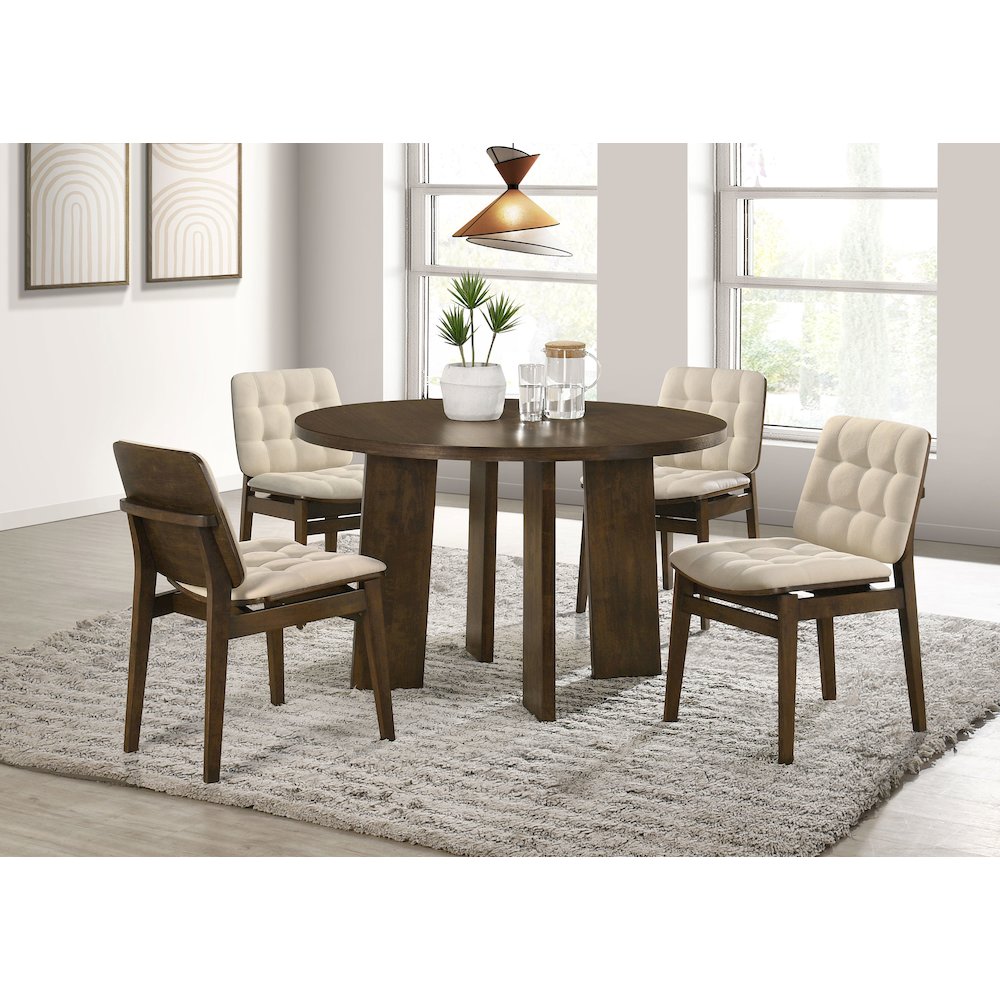 Strouse 47-inch Round Wood Dining Room Table Walnut