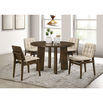 Strouse 47-inch Round Wood Dining Room Table Walnut