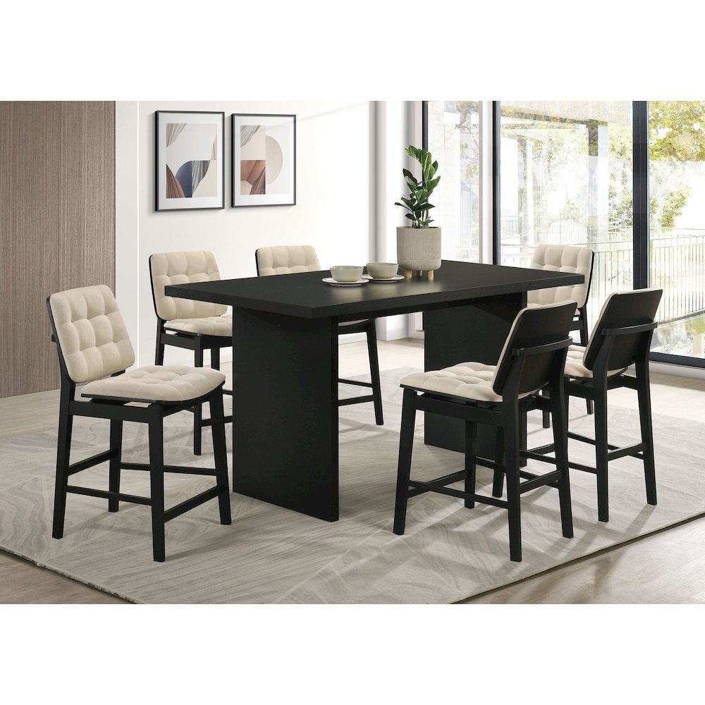 Decker 7-piece 70-inch Rectangular Counter Height Dining Set Cream and Black