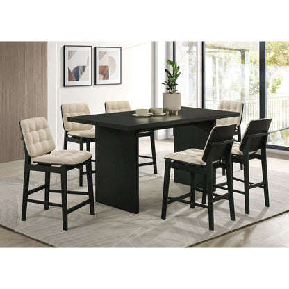 Decker 7-piece 70-inch Rectangular Counter Height Dining Set Cream and Black