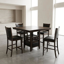Wood Square Counter Height Dining Table and Chairs Set for Dining Room, Espresso
