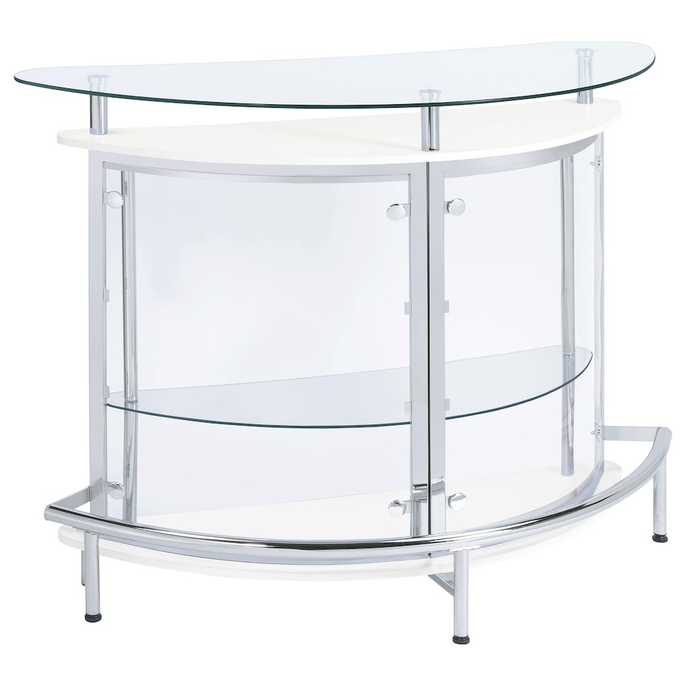 Amarillo Freestanding Glass Top Home Bar Wine Cabinet White