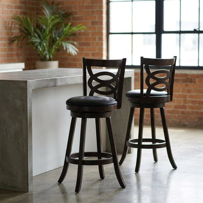 Wood Swivel Counter Height Bar Stool for Kitchen, Cappuccino, Set of 2
