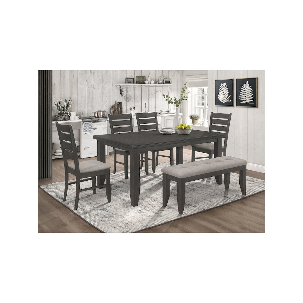 Dalila 6-piece Rectangular Dining Table Set Dark Grey