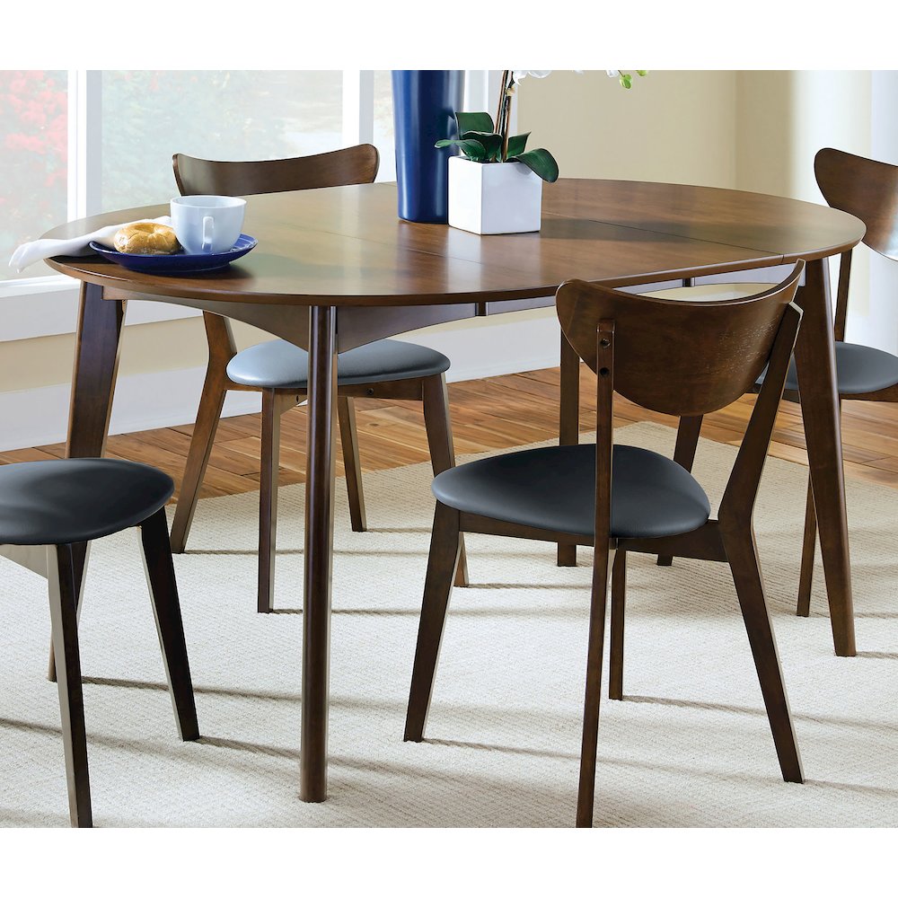 Jedda Oval 60-inch Extension Leaf Dining Table Dark Walnut