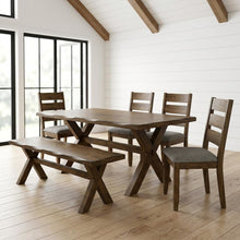 Farmhouse Wood Rectangular Dining Table Set with Chairs, Knotty Nutmeg