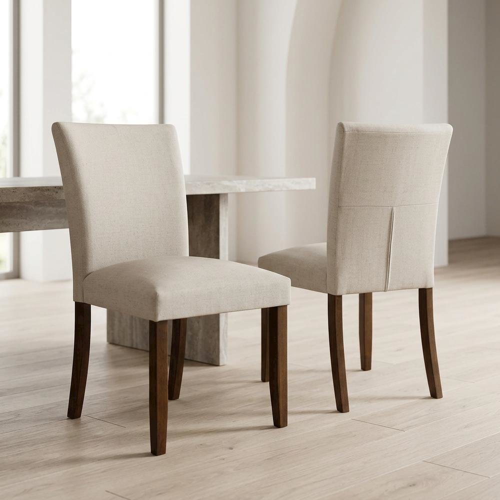 Upholstered Dining Side Chairs for Kitchen and Dining, Beige, Set of 2