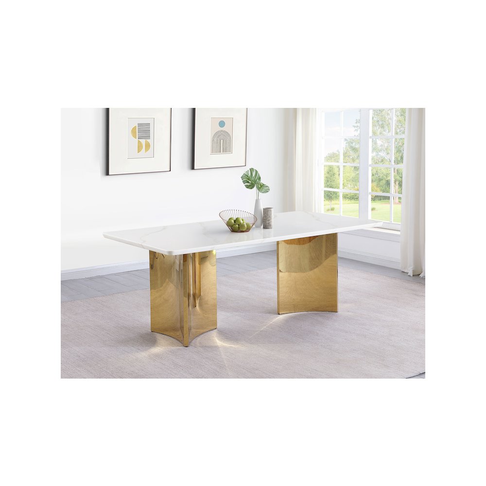 Tevlin Rectangular 79-inch Marble Top Dining Table White