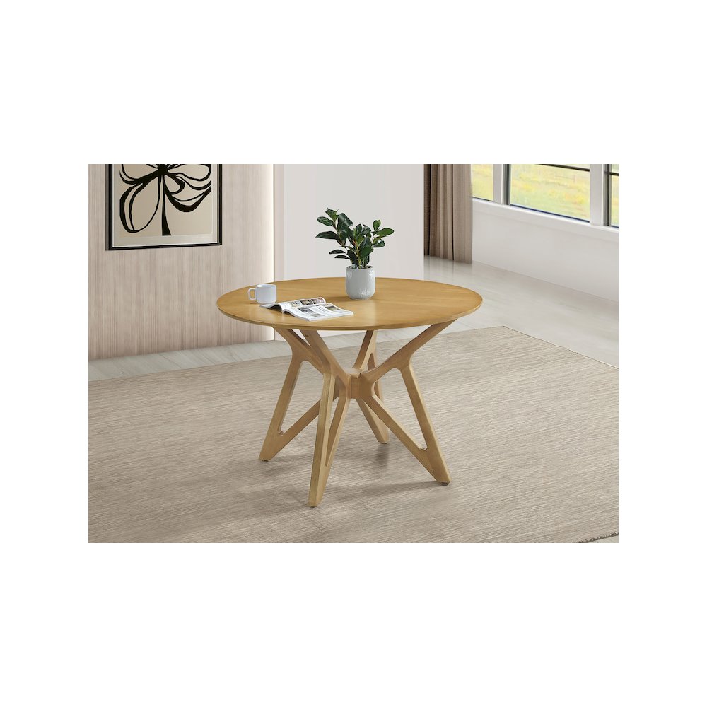 Elowen Round 42-inch Solid Wood Dining Table Light Walnut