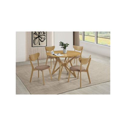 Elowen 5-piece Round Solid Wood Dining Set Light Walnut