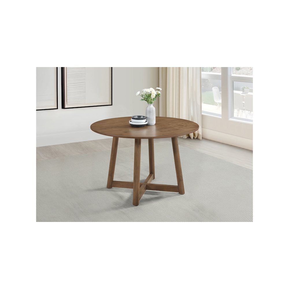Dinah Round 47-inch Solid Wood Dining Table Walnut