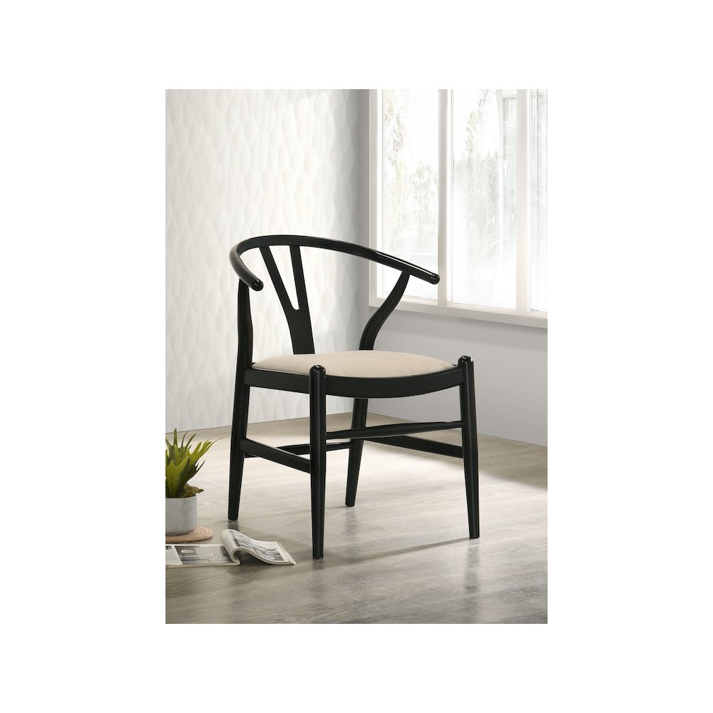 Crestmont Wood Wishbone Dining Side Chair Black (Set of 2)