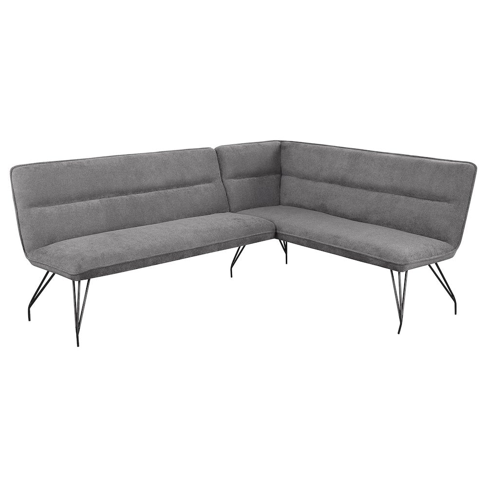 Dodson Fabric Upholstered L-Shaped Nook Dining Bench Grey