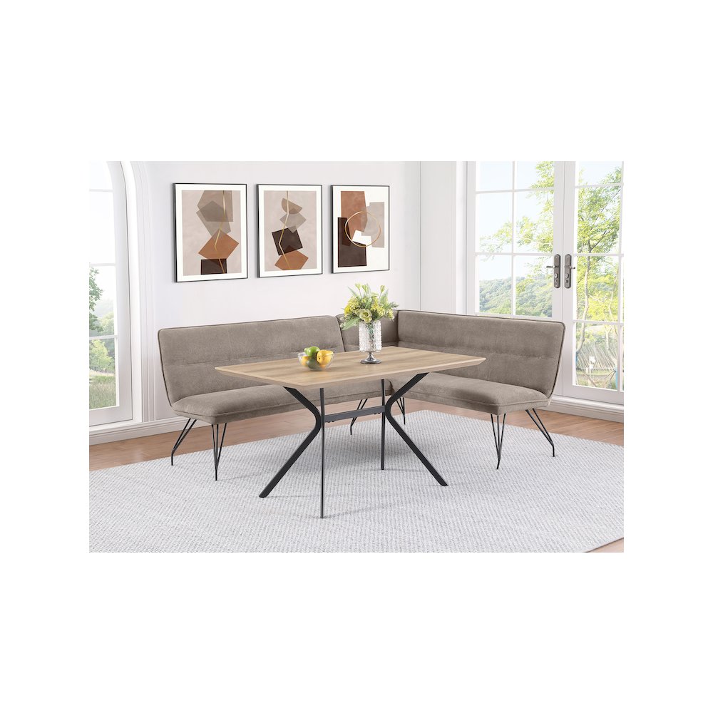 Dodson Fabric Upholstered L-Shaped Nook Dining Bench Taupe