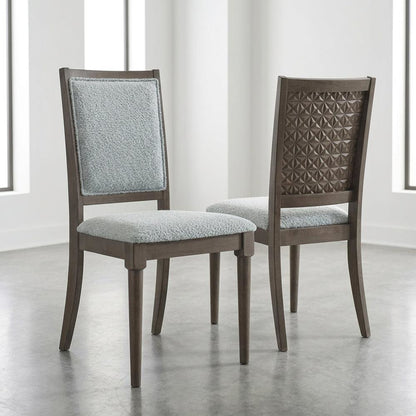 Polyester-Upholstered Mid-Century Modern Dining Side Chair, Dark Brown, Set of 2
