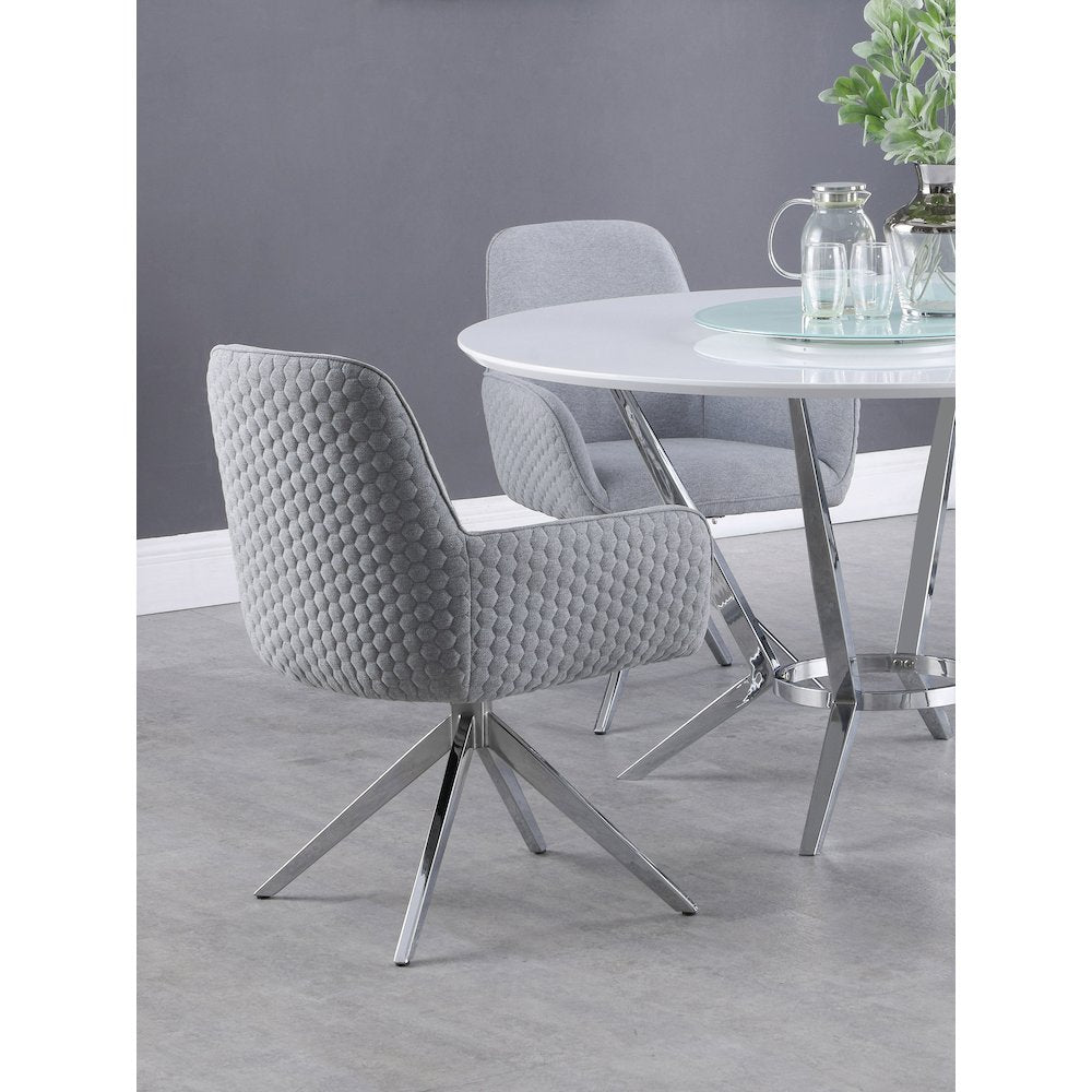 Abby Fabric Upholstered Swivel Dining Arm Chair Light Grey