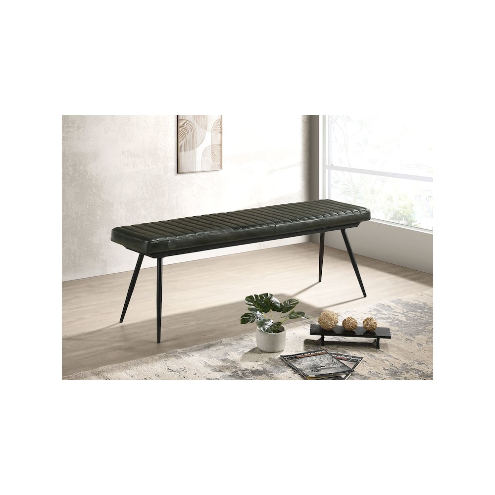 Misty Leather Upholstered Dining Bench Antique Espresso