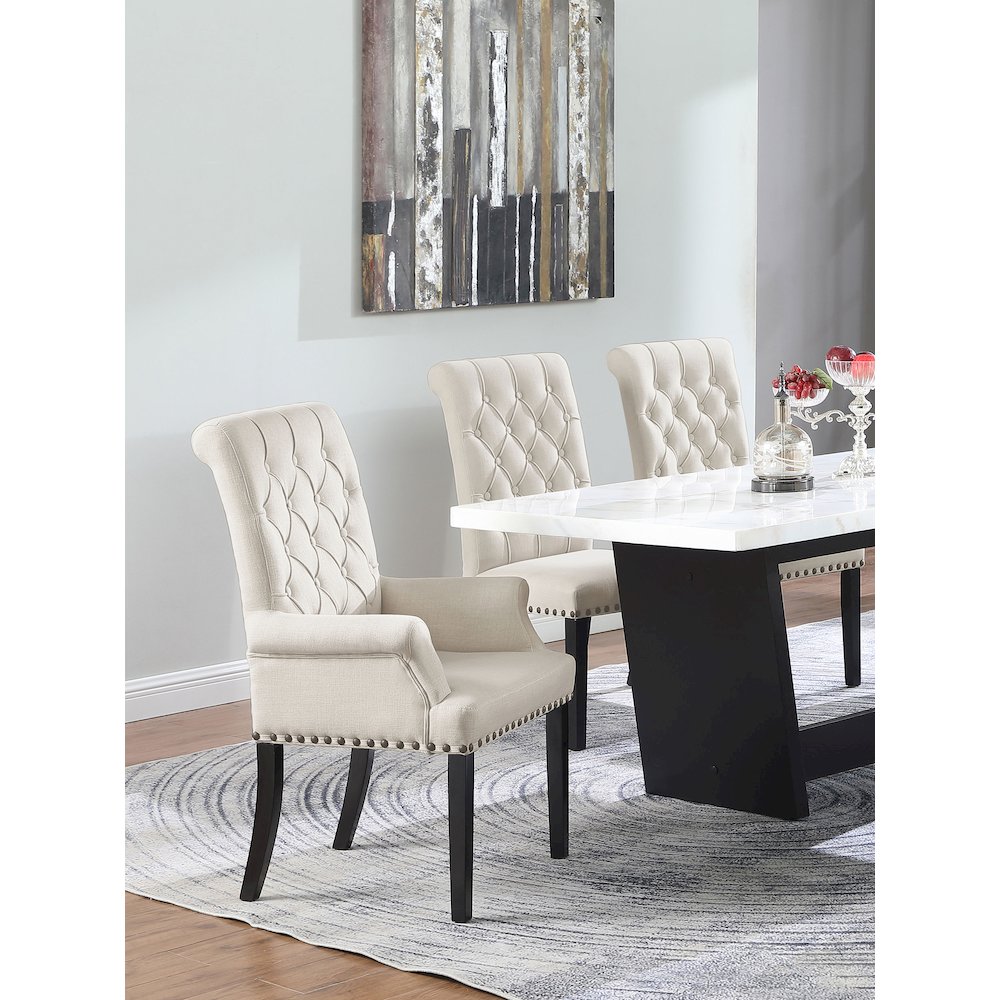 Alana Velvet Upholstered Dining Arm Chair Sand