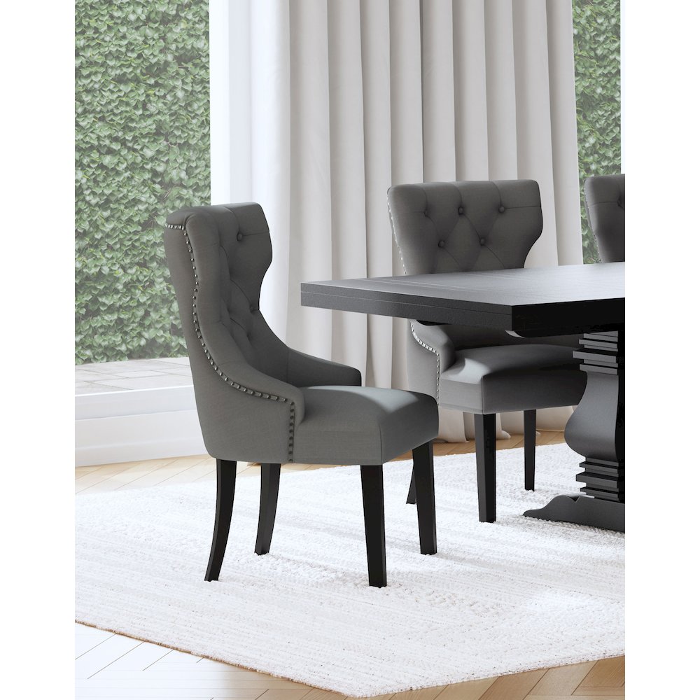 Baney Fabric Upholstered Dining Side Chair Grey and Black