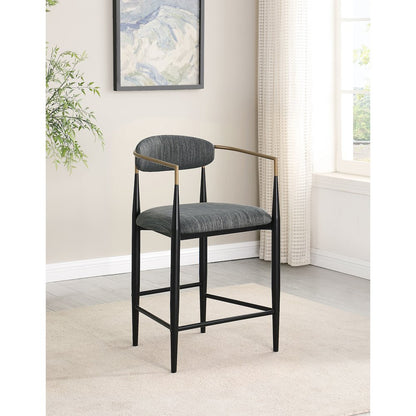 Tina Fabric Upholstered Counter Chair Dark Grey (Set of 2)
