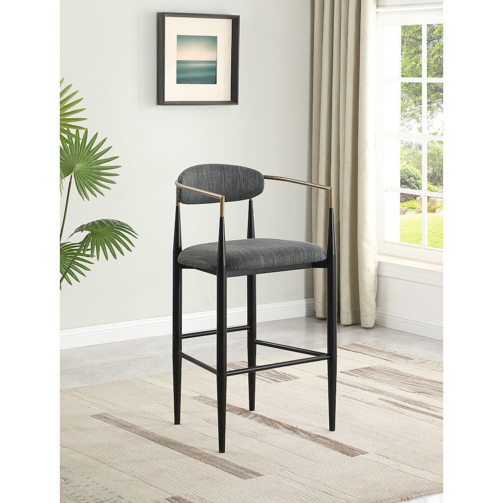 Tina Fabric Upholstered Bar Chair Dark Grey (Set of 2)
