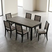 Wood Farmhouse Dining Table and Chairs Set with Extension Leaf, Black