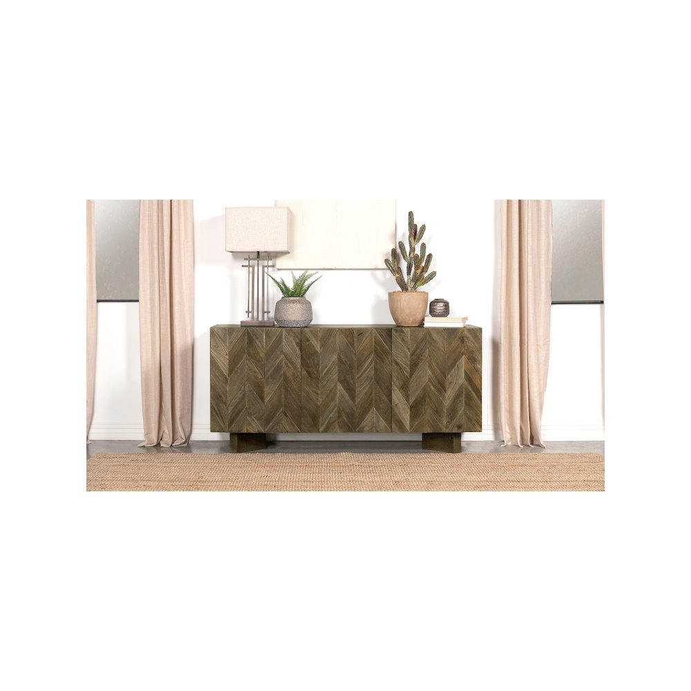 Tyler 3-door Solid Wood Sideboard Buffet Cabinet Mango Brown