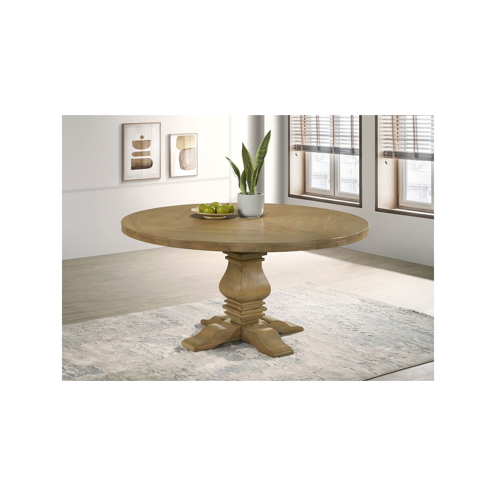 Florence Round 60-inch Wood Dining Table Rustic Honey