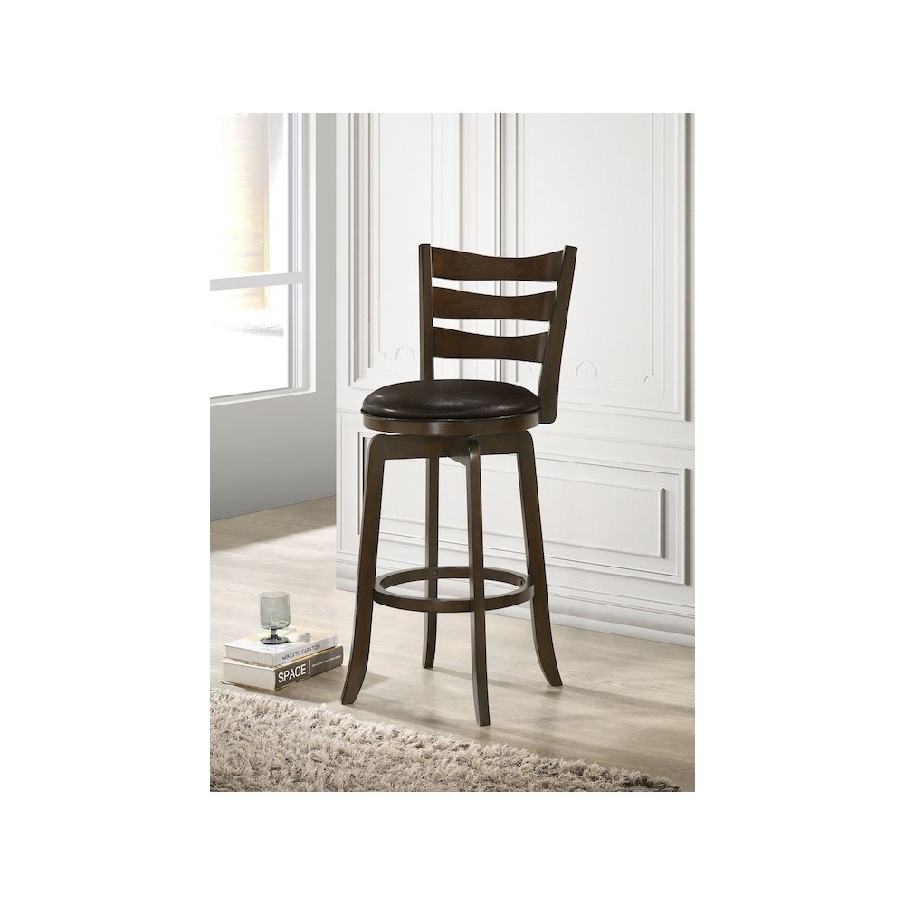Murphy Wood Pub Height Swivel Bar Chair Dark Brown