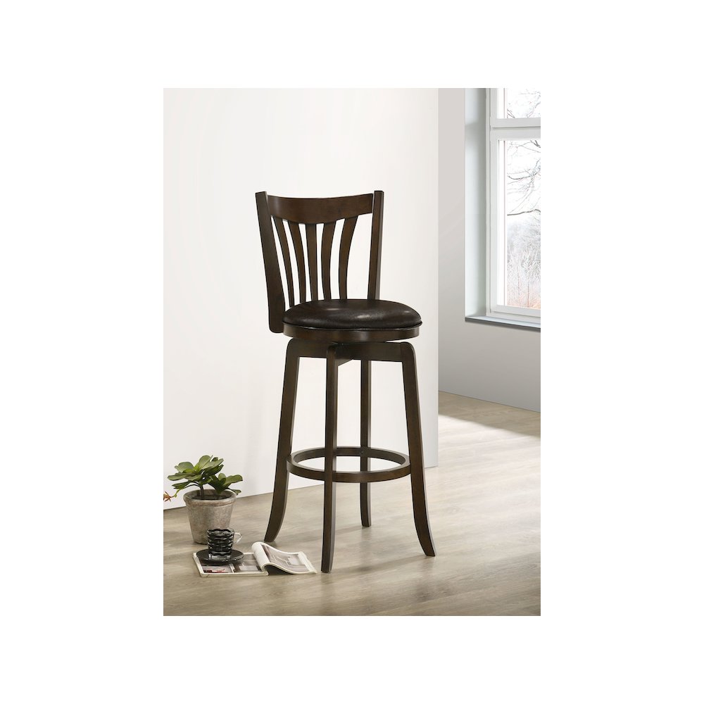 Lambert Wood Pub Height Swivel Bar Chair Dark Cherry