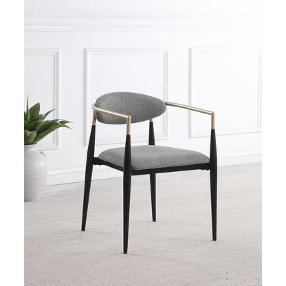 Alexis Fabric Upholstered Dining Arm Chair Grey (Set of 2)