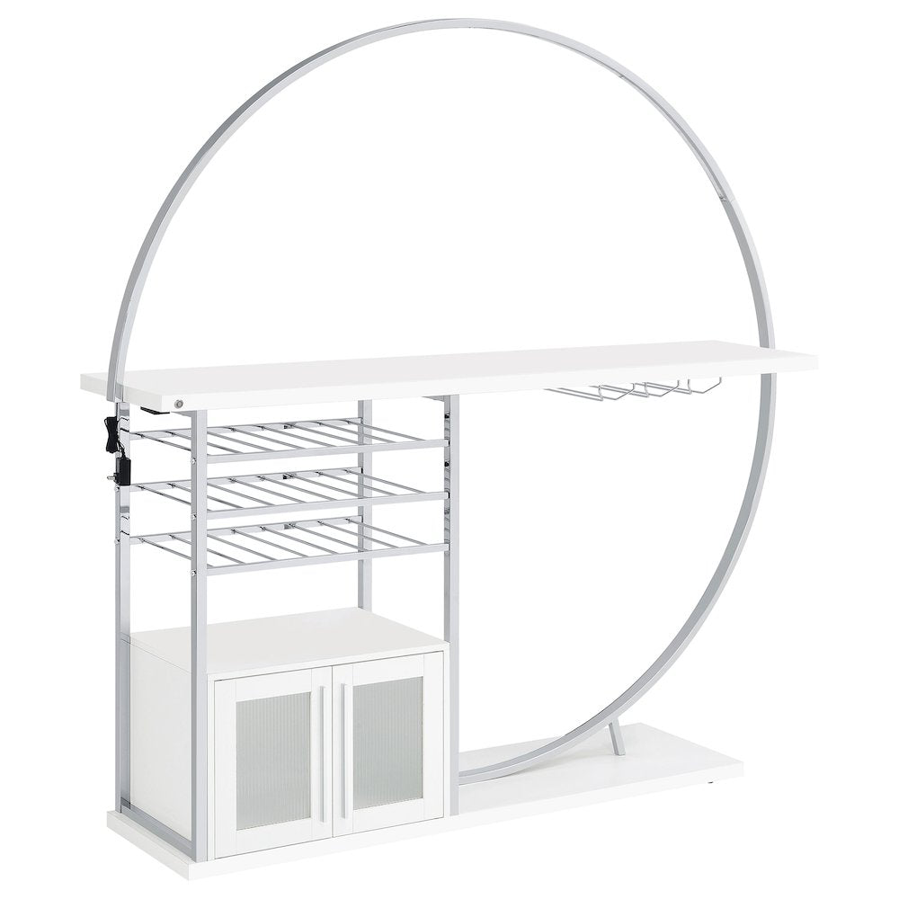 Risley 2-door Circular LED Home Bar Cabinet White High Gloss