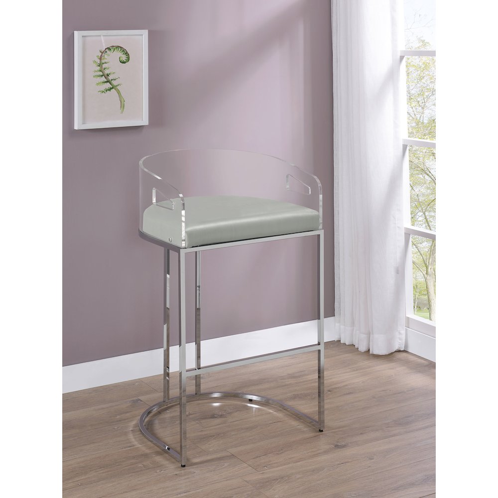 Thermosolis Clear Acrylic Bar Chair Chrome (Set of 2)