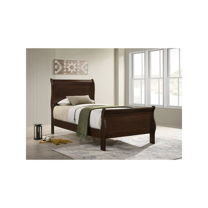 Louis Philippe Wood Twin Sleigh Bed Cappuccino