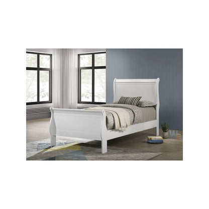 Louis Philippe 47-inch Twin Sleigh Panel Bed White