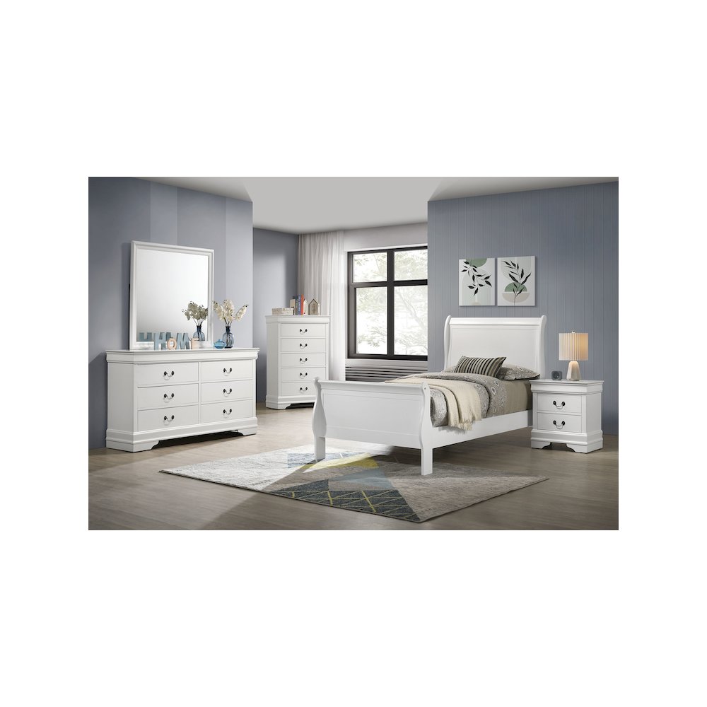 Louis Philippe 5-piece Twin Bedroom Set White