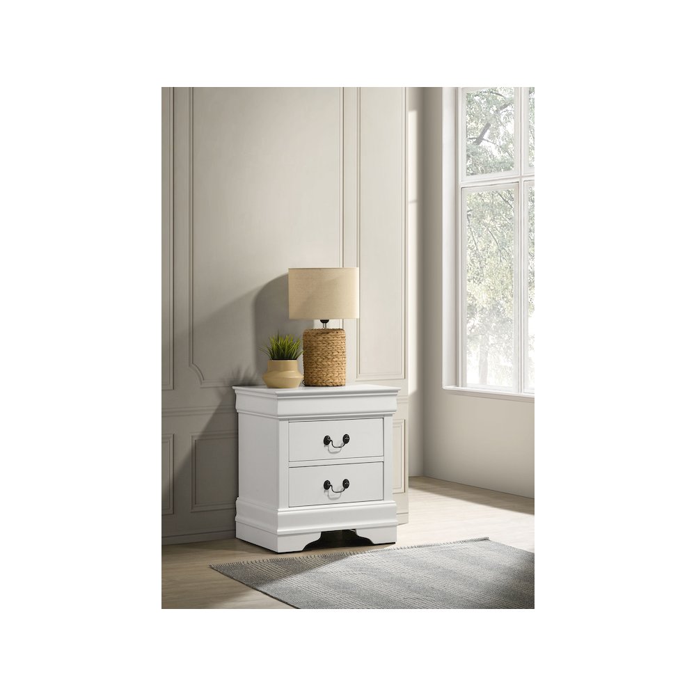 Louis Philippe 2-drawer Nightstand Bedside Table White