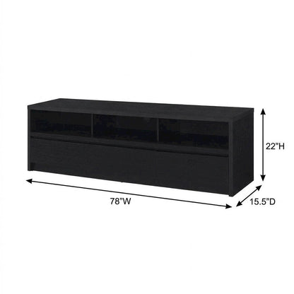 Black 78-Inch TV Stand with 3 Drawers and Contemporary Design