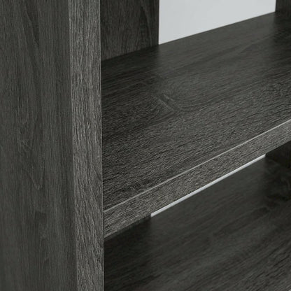 Weathered Grey 5-Shelf Bookcase with Transitional Style and Safety Restraint