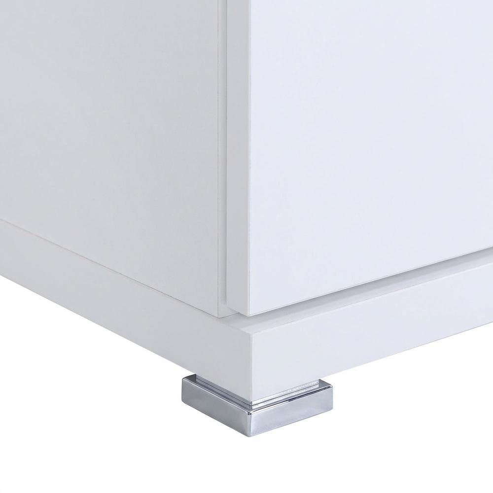 White 2-Drawer Office Computer Desk With Contemporary Style And Silver Finish