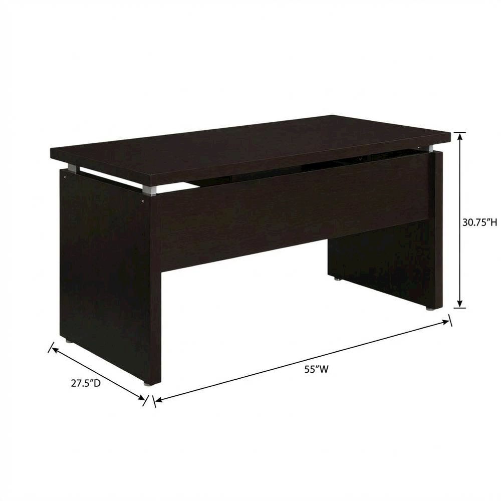 Brown 55-Inch Computer Desk With Keyboard Drawer And Transitional Style