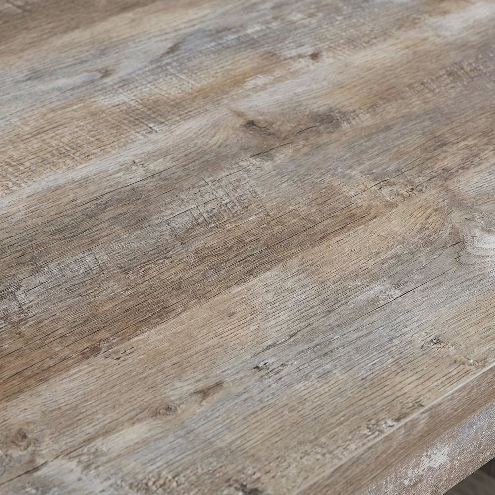 Weathered Oak 60-Inch Office Desk With 4 Drawers, Farmhouse Style For Workspace