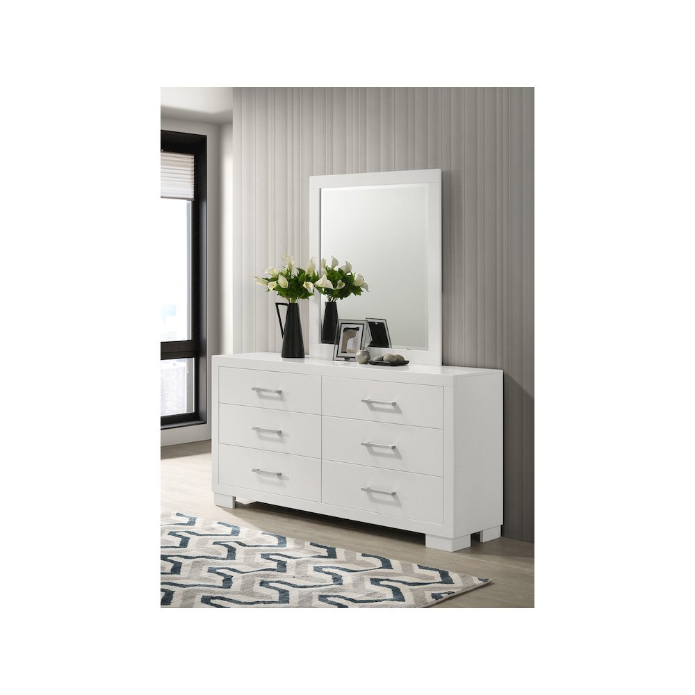 Jessica 6-drawer Dresser with Mirror Cream White