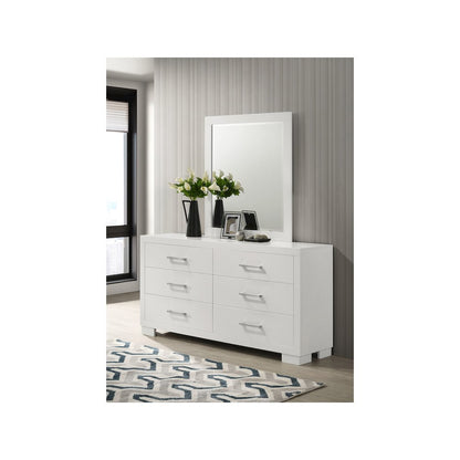 Jessica 6-drawer Dresser with Mirror Cream White