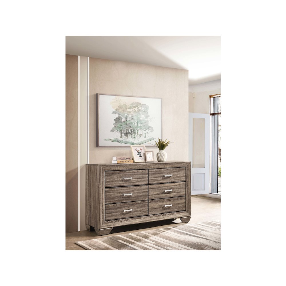 Kauffman 6-drawer Dresser Washed Taupe