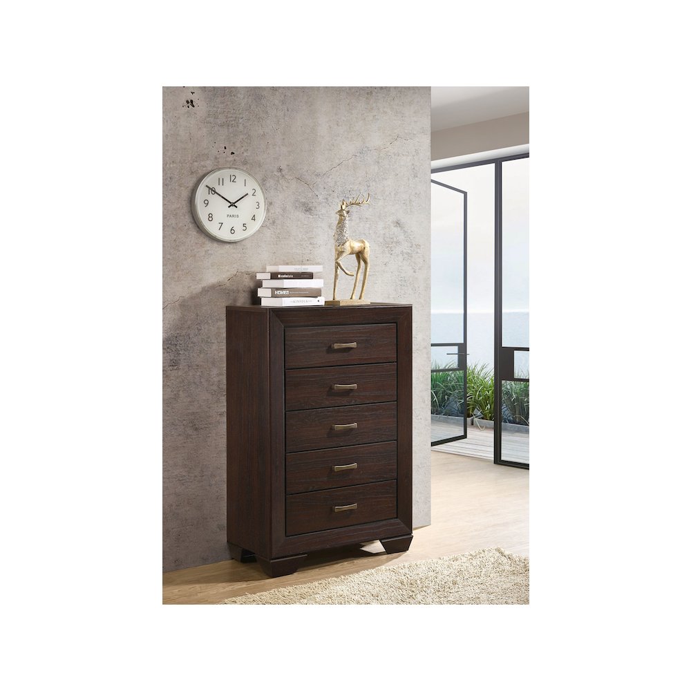 Kauffman 5-drawer Bedroom Chest Dark Cocoa