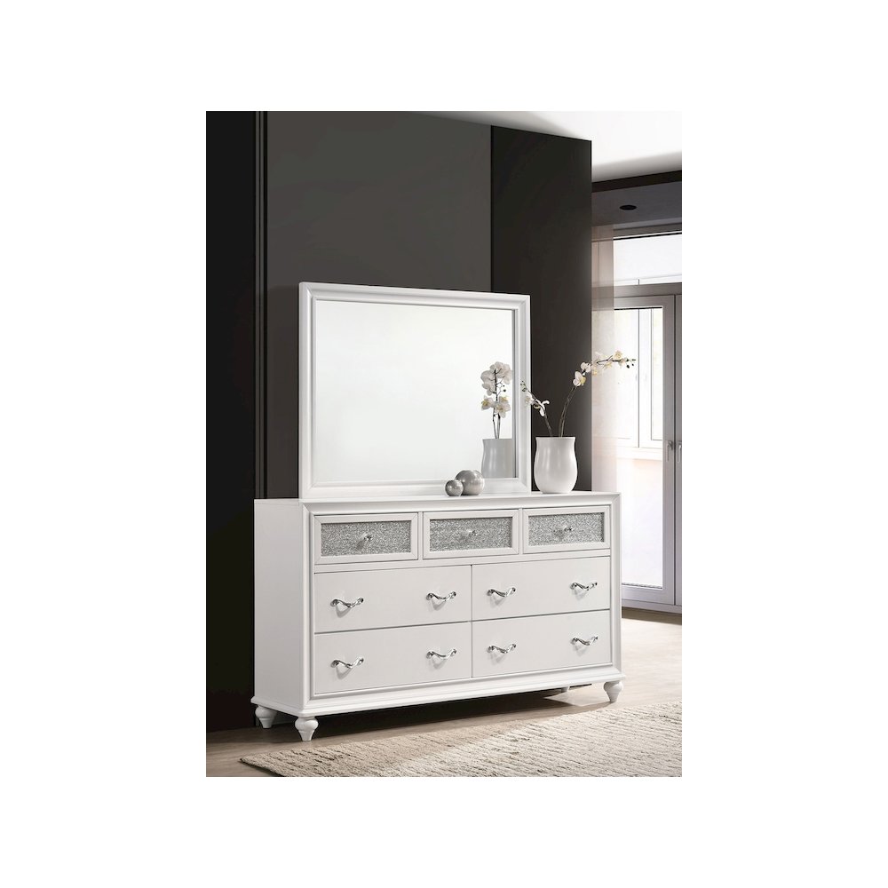 Barzini 7-drawer Dresser with Mirror White